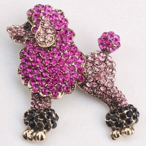 Poodle Dog Brooch, Pink Poodle Brooch, Poodle Jewelry